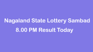 Nagalans State Lottery Sambad 8.00 PM Result